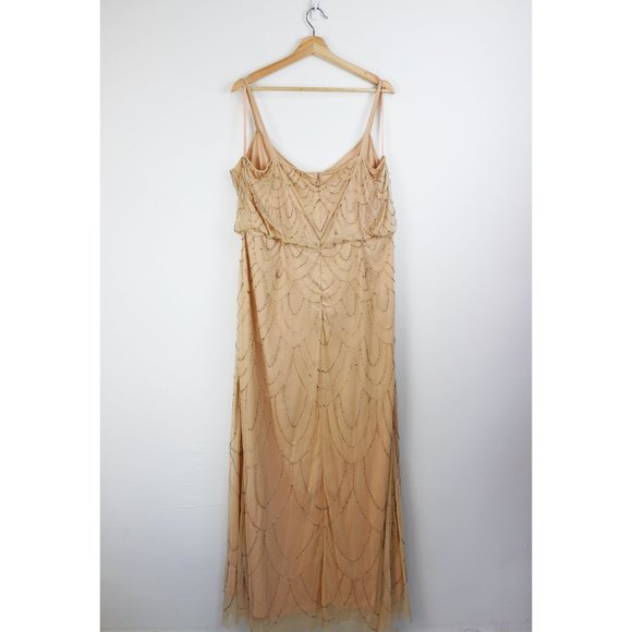 Candela Marseille Beaded Blouson Gown Maxi Dress Formal Evening Gold Cream - Picture 8 of 10
